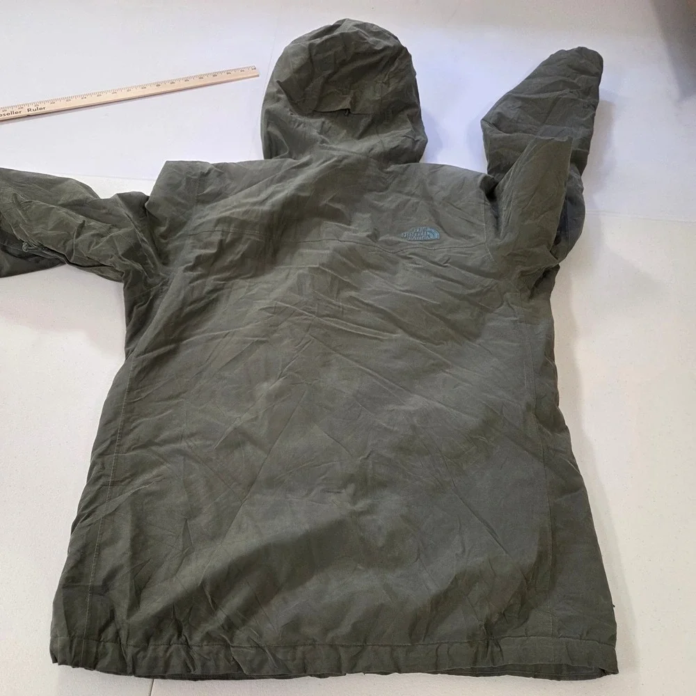 The North Face Mens DryVent Hooded Rain Jacket Olive Green Medium Full Zip Shell